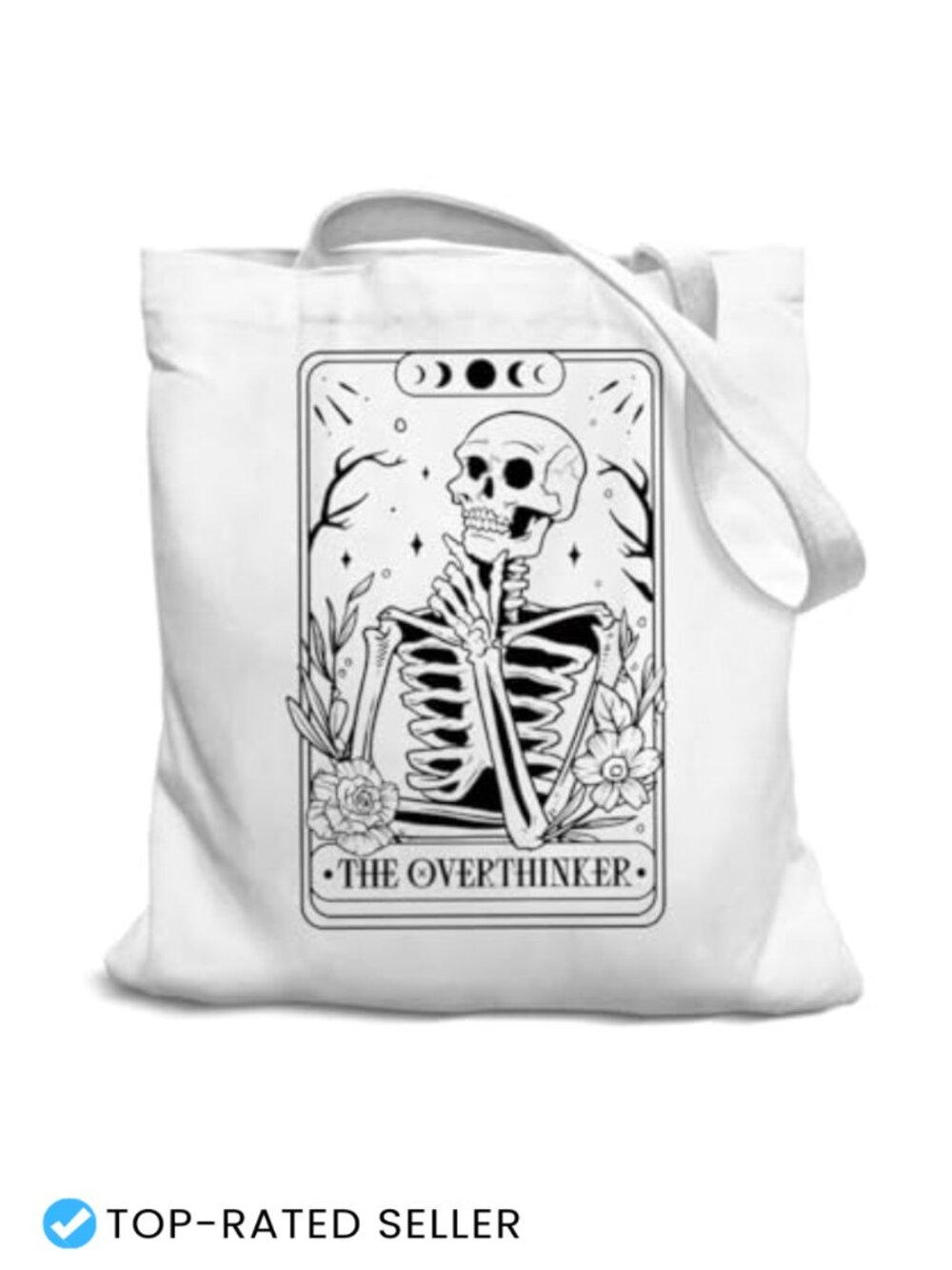 Skull Print Canvas Tote Bag for Work Travel Shopping Grocery Reusable